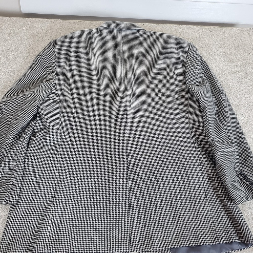 Hickey Freeman Sport Coat Size 48R Black White Houndstooth Wool Cashmere Blend - Picture 12 of 14